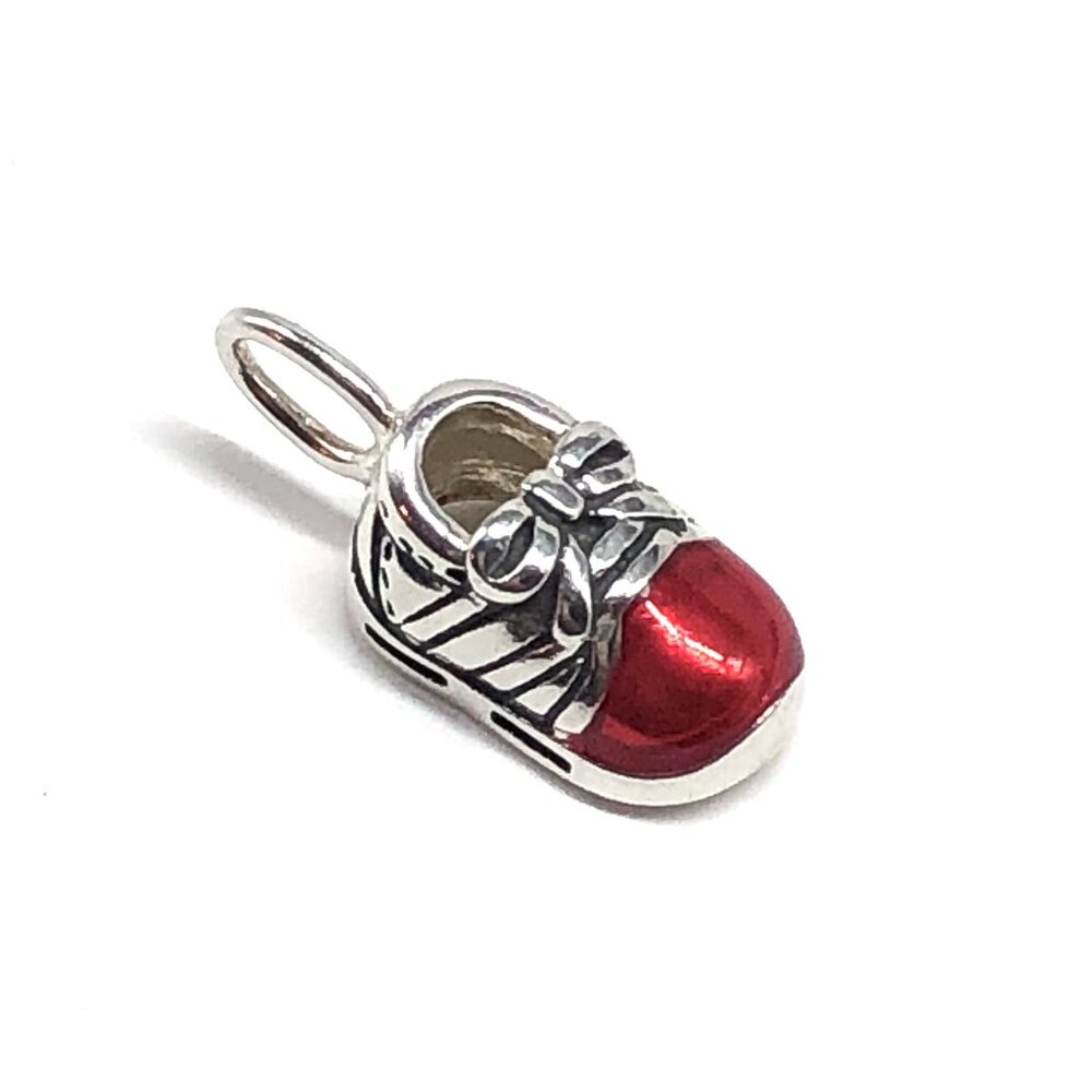 Sterling Silver Charm Red Enamel Sneaker Shoe Charm Pendant